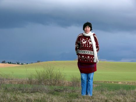 portrait of woman enjoy nature in spring