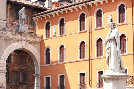 statue of Dante Alighieri in Verona, Italy