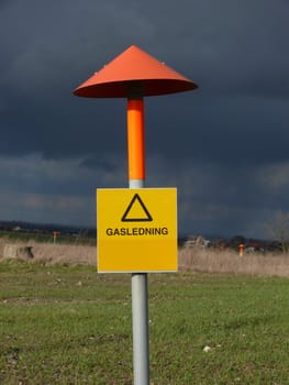 portrait of liquid gas warning sign