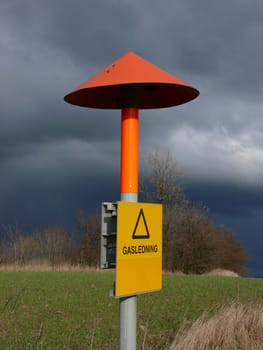 portrait of liquid gas warning sign