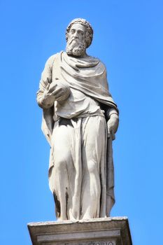 details statue of Fracastoro in piazza Signoria, Verona, Italy