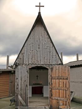 portrait of an rebuilt medieval chuch