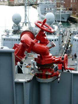 portrait of fire emergency station on military ship