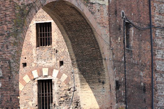 medieval wall in city Verona, Italy