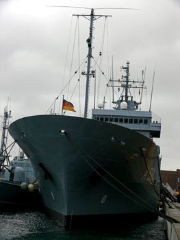 portrait of german navy ship in ocean