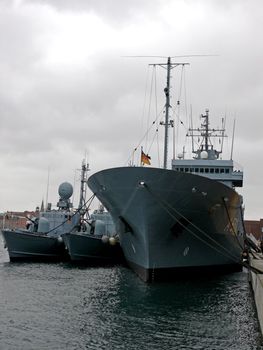 portrait of german navy ship in ocean