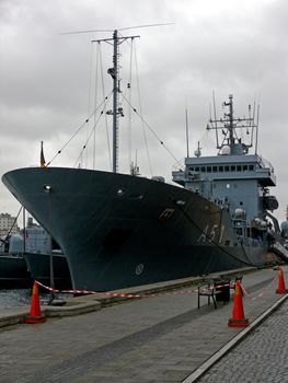 portrait of german navy ship in ocean