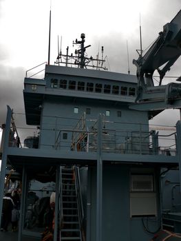 portrait of german navy ship in ocean