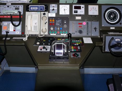 portrait of control panel in a german navy ship