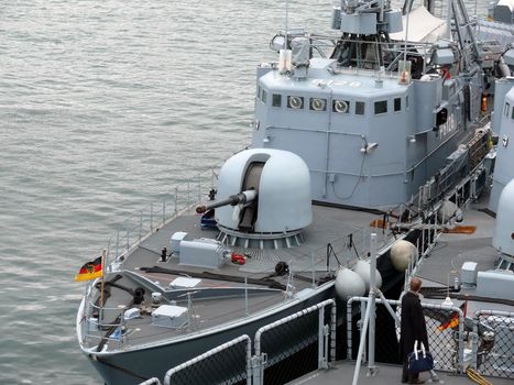 portrait of german navy ship in ocean