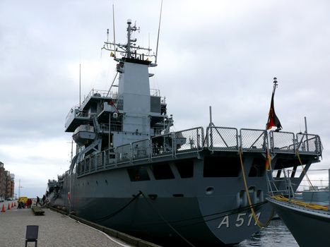 portrait of german navy ship in ocean