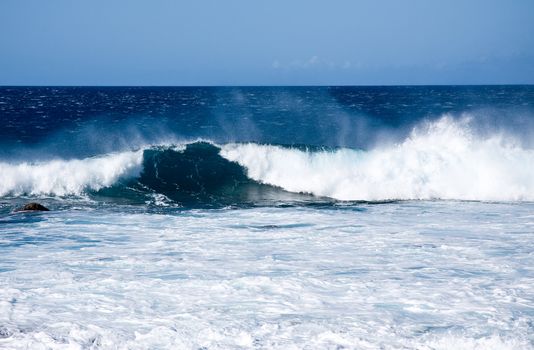Crashing waves and surf off the coast of the Big Island of Hawaii