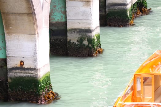 details of water level in Venice, Italy