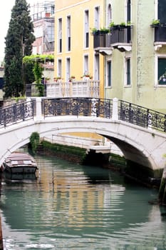 Details shot old houses and street in Venice, Italy