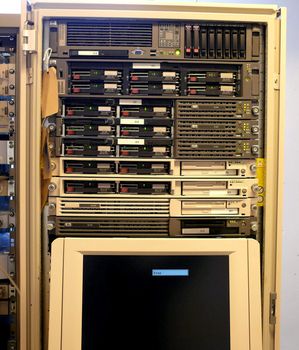 closeup portrait of terminal in server room