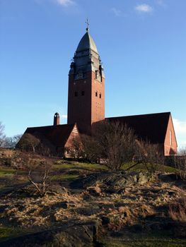 portrait of Masthugg church from 1914 in Gothenburg Sweden