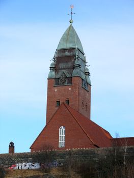 portrait of Masthugg church from 1914 in Gothenburg Sweden