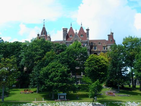 Boldt Castle, Ontario, Canada. The castle is located on Heart Island, Alexandria Bay, in 1000 Islands. It was built at the beginning of XIX century by a millionnaire, George C. Boldt who wanted a full size rhineland castle.