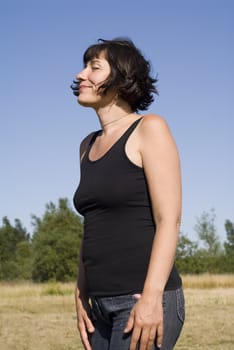 portrait of a beautiful woman enjoy nature