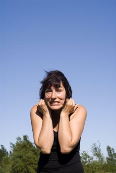 portrait of a scared or angry woman