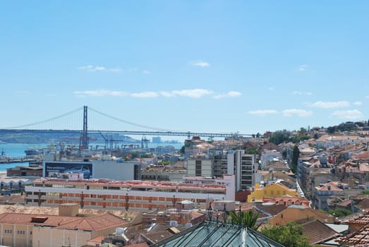 beautiful landscape view of Lisbon (25th April Bridge)