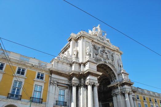 cityscape in Lisbon of Commerce Square, Portugal