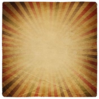 Square shaped sunburst ornated paper sheet. Isolated on white.