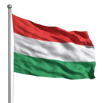 Flag of Hungary. Rendered with fabric texture (visible at 100%). Clipping path included.