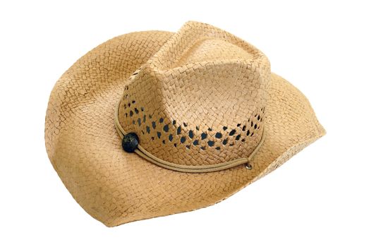 An isolated straw hat on white background.