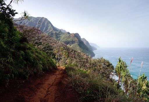View of Na Palu coast from the Kalalau trail