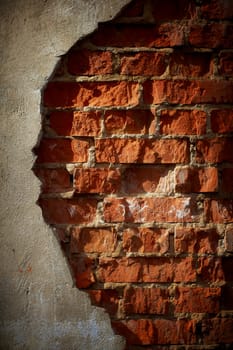 Old grunge brick wall with space for text. Vertical orientation.