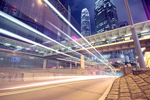 traffic in Hong Kong at night 