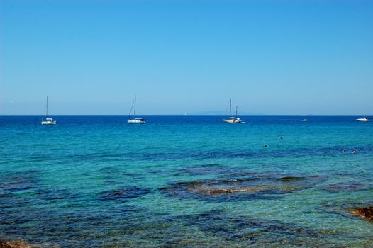 anchored boats on the Mediterranean sea (Italy)