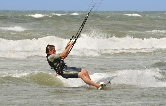 Kite surfer at sea