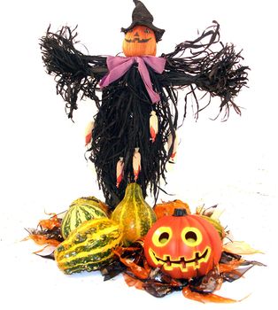 halloween centerpiece with a scare crow