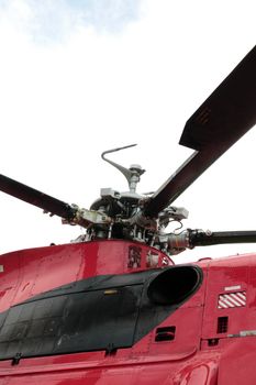 the rotor blades of a sea rescue helicopter
