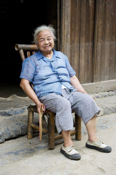 Image of an elderly Chinese lady at Daxu Ancient Town, Guilin, China.