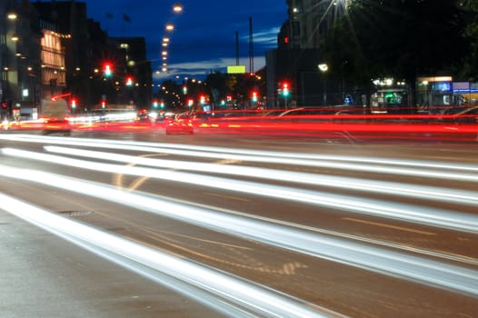 Traffic in the city by night