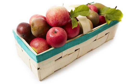 Basket with apple isolated on white background