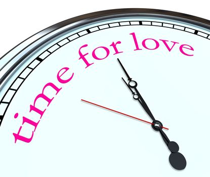 A clock with the words Time for Love on its face