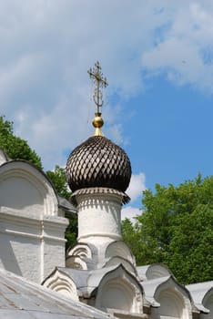 Dome of old Russian church in traditional style