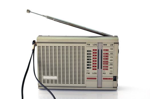 Old FM radio on white background