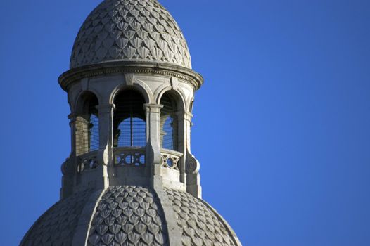 Stone buildings in Trinity College Dublin with Blue sky