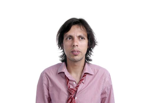 young casual man portrait in white background