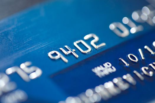 Dark blue bank credit card close up
