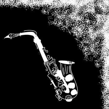 Abstract black background with saxophone jazz