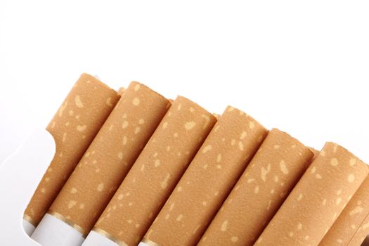 Cigarettes in packet. Close up image