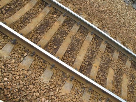 The part of rail and brown macadam