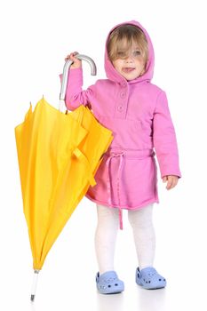 beauty a little girl with yellow umbrella 