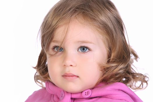 beauty a little girl on white background